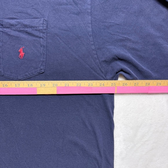 Vintage Polo Ralph Lauren Mens Long Sleeve T Shirt Blue‎ XL Cotton Made USA - Picture 4 of 8